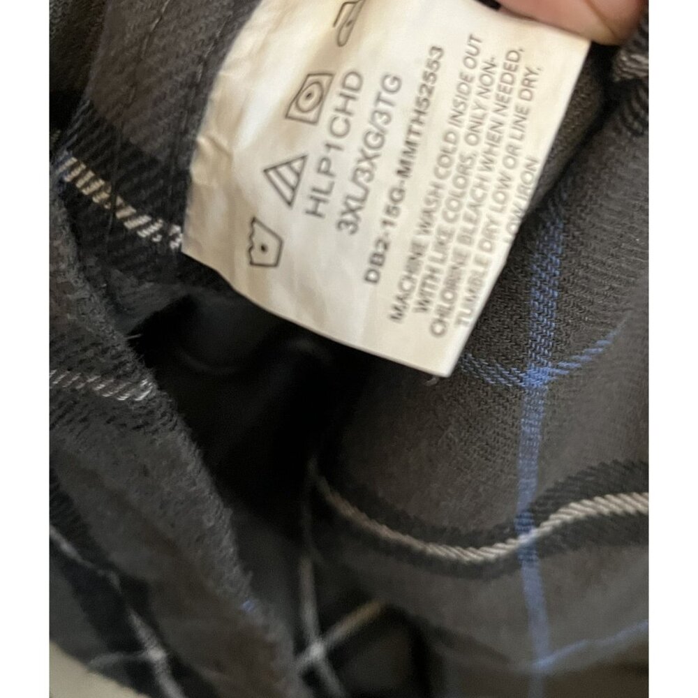 Wrangler Mens 3XL XXXL Gray & Blue Checkered Flannel Work Chore Shirt - Picture 10 of 10